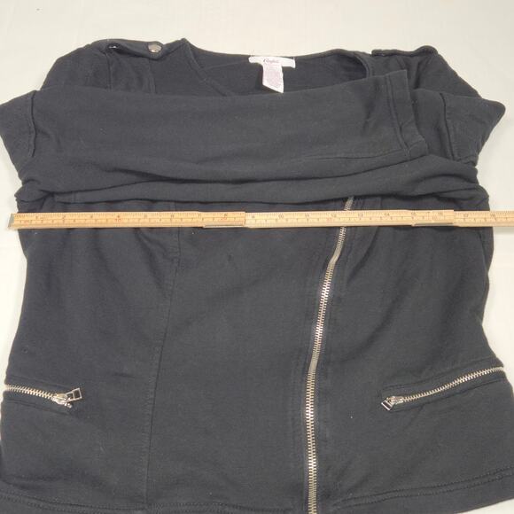 Candies Womens Large Asymmetric Zip Sweatshirt Blazer Black Stretch Moto Y2K - Picture 9 of 11